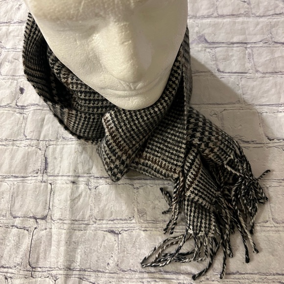 BANANA REPUBLIC PLAID MULTI COLORED WOOL BLEND MENS FRINGE CLASSIC SCARF - Picture 1 of 8